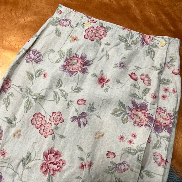 Vintage Eddie Bauer Linen Floral Print Wrap skirt Skirt Natural butterfly - Picture 3 of 11